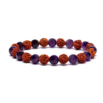 Bransoletka mala Rudraksha - ametystowa 7mm